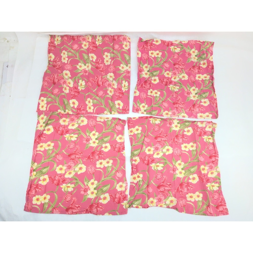 April Cornell Pink Floral Dinner Napkins Set of 4 15" Placemats Stain resistant